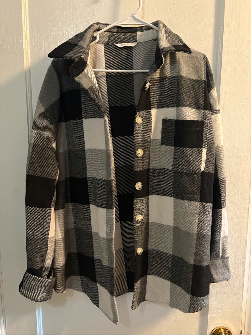 Plaid Utility Shirt Jacket - Black & Gray